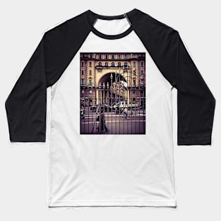 City Streets People Fence Baseball T-Shirt